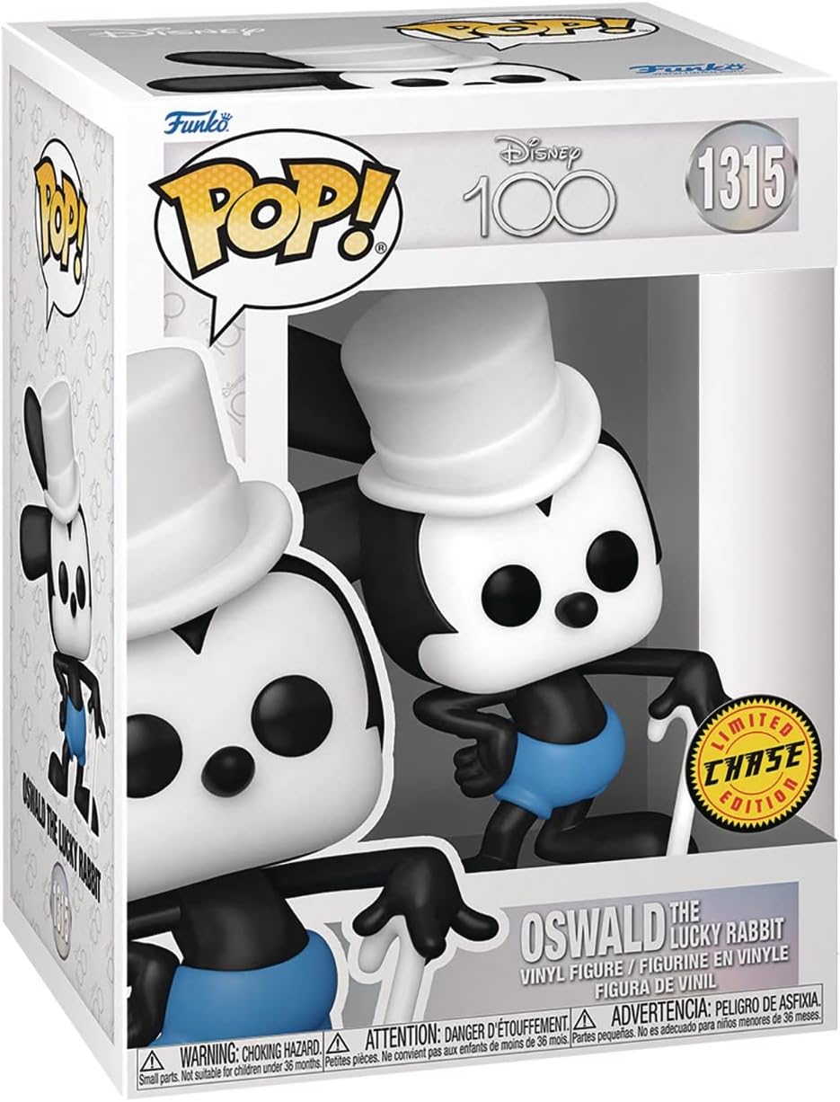 POP Disney: Disney 100 - Oswald The Lucky Rabbit Limited Edition Chase Funko Vinyl Figure (Bundled with Compatible Box Protector Case), Multicolored, 3.75 inches