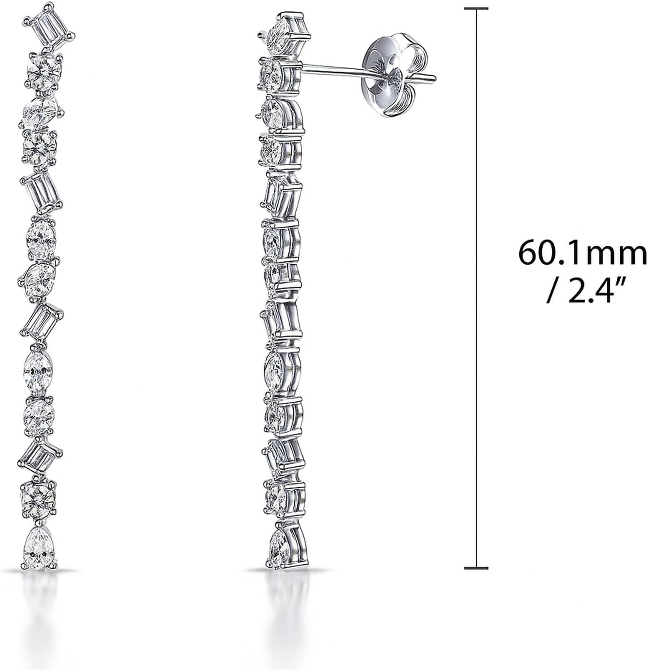 BERRICLE Sterling Silver Cluster Bar Statement Chunky Dangle Chandelier Earrings for Women, Cubic Zirconia CZ - Image 2