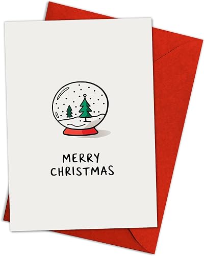 (5.3x8in) Minimalist Snow Globe Christmas Card, Cute Winter Holiday Greeting Car