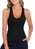 Women Deep V Neck Form Fitting Tank Top Sleeveless Summer Slim Cami Shirts