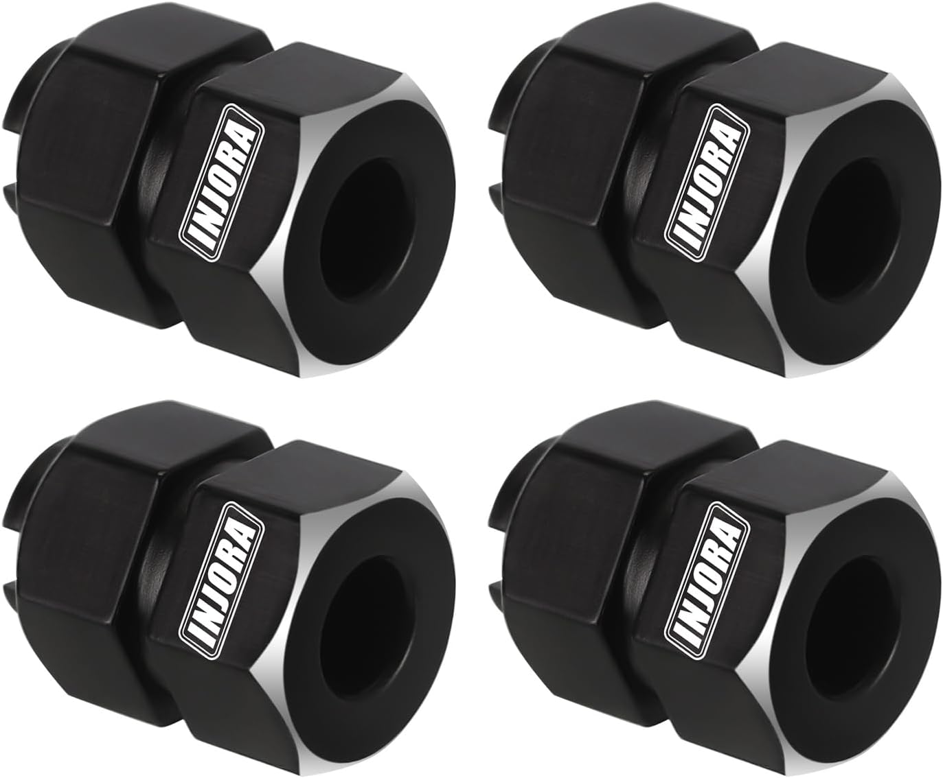 INJORA Thickness 9mm(+5mm) Black Brass Wheel Hex with Nuts for TRX4M 1/18 RC Crawler Upgrade, 11g/Total