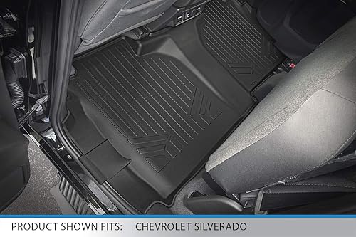 Miniatura 4 de MAXLINER - Juego de alfombrillas personalizadas de 2 filas, color negro, compatible con SilveradoSierra 1500 19-22 cabina doble sin caja de