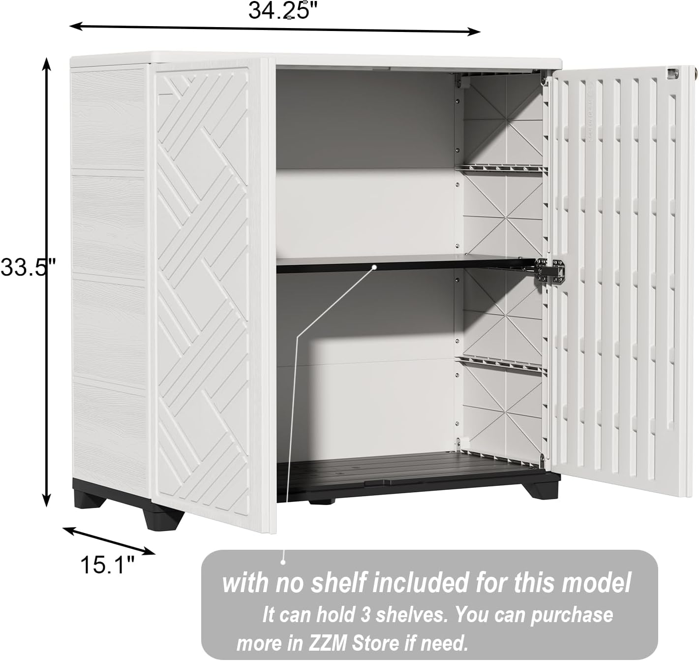  Indoor/Outdoor Storage Cabinet Waterproof, 34"x15"x34" Plastic Outdoor Storage Box for Garden Balcony Bathroom, All Weather Outdoor Storage Clearance, DIY Usage, with No Shelf (White) thumbnail