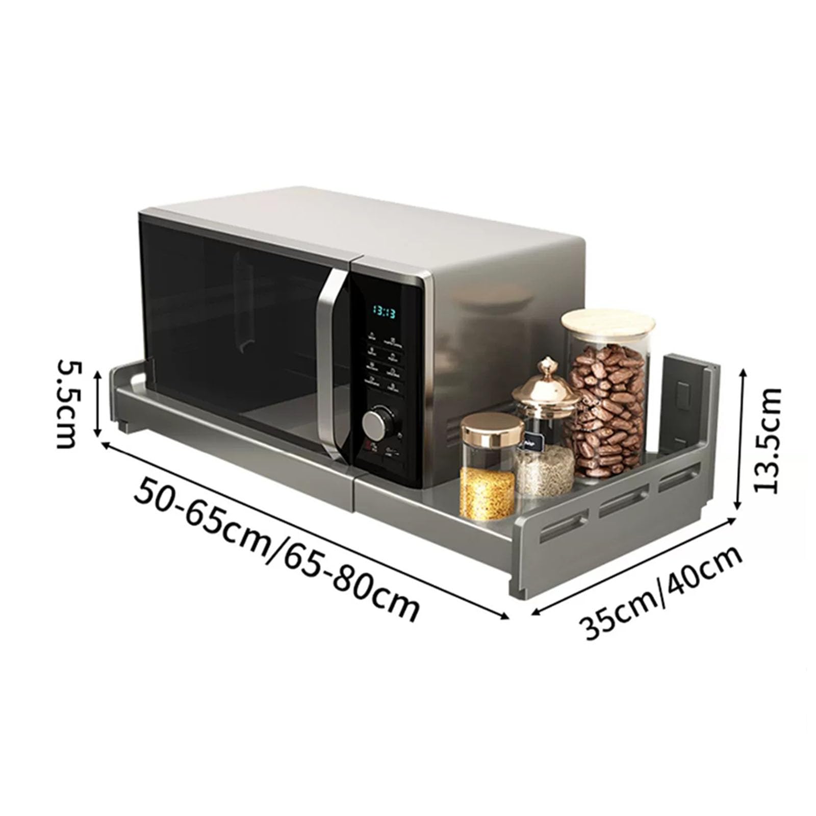 Ausziehbares Wandregal aus Edelstahl,Küche Elektroherd Mikrowelle Regal,Kommerzielles Regal Restaurant Bar multifunktionales Lagerregal für Toaster Gewürzständer, 2er-Set