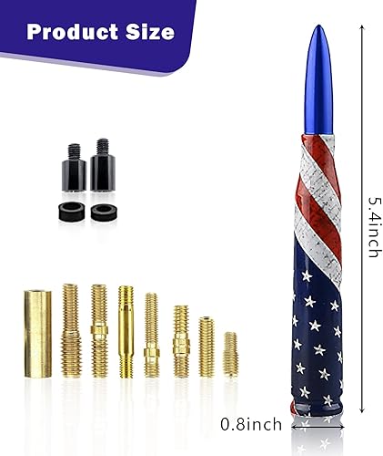 Miniatura 2 de Jawmoy 1 antena de bala para automóvil, antena de bala con impresión de bandera estadounidense, accesorios de repuesto para automóvil, compatible