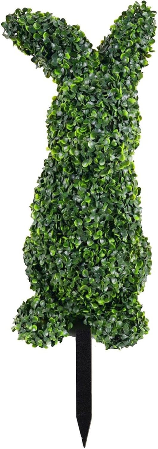 Easter Bunny Topiary Boxwood Bunny Topiary Outdoor for Porch Decor 28.7 Inch Green Lifelike Artificial Easter Boxwood Outdoor.