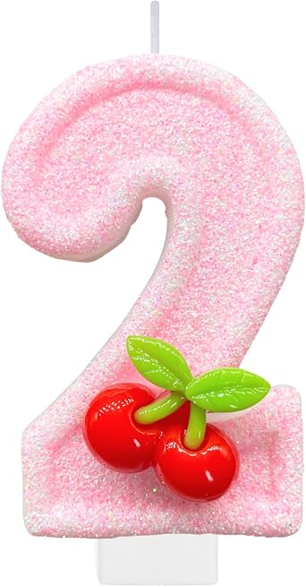 Cherry Birthday Candles, Cheetah Number 2 Cake Candle, Shes The Cherry on Top Party Decoration, 2nd Birthday Cake Topper Birthday Party Decor