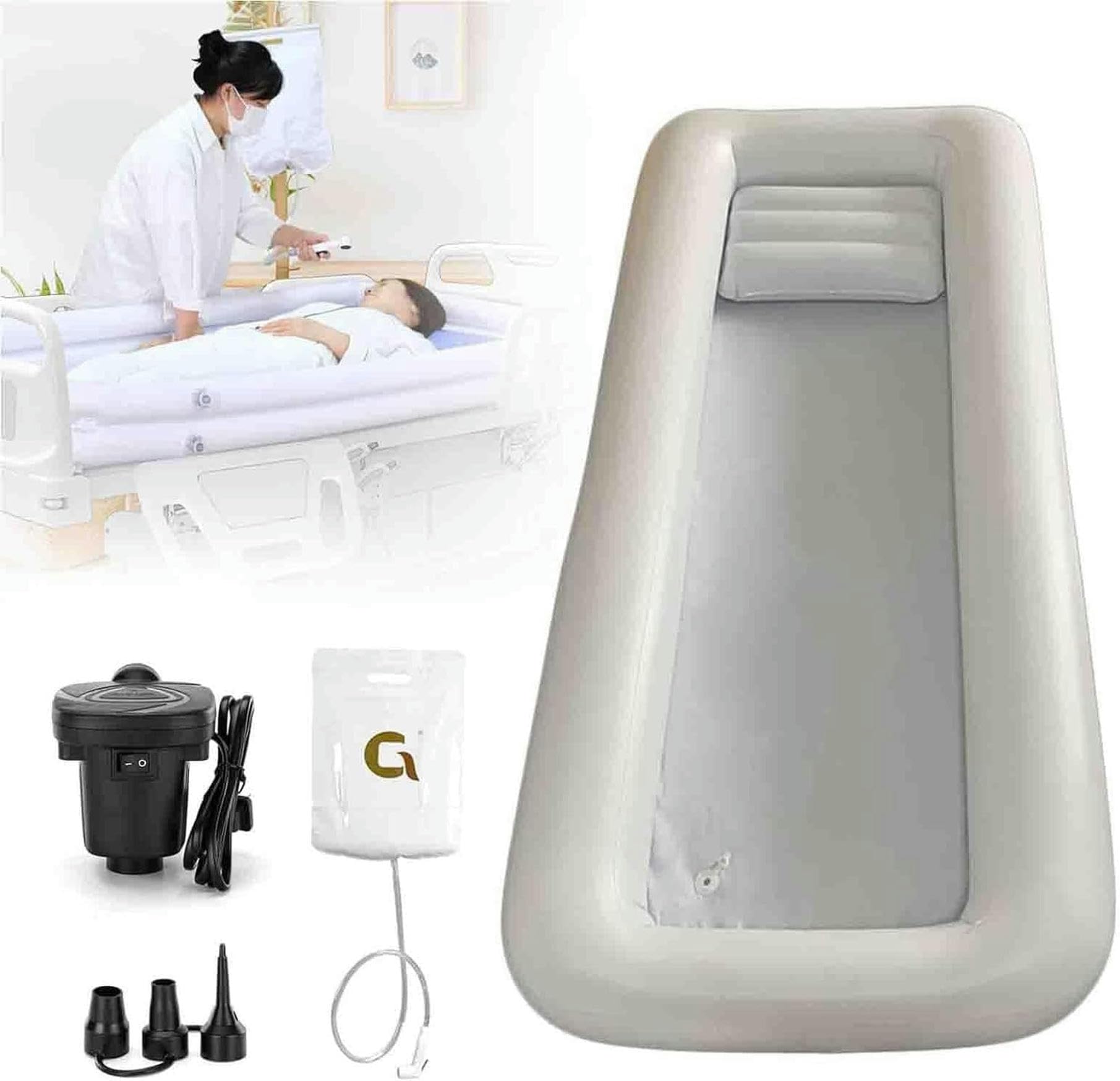 Baignoire portable en PVC médicale avec système de douche pour lit