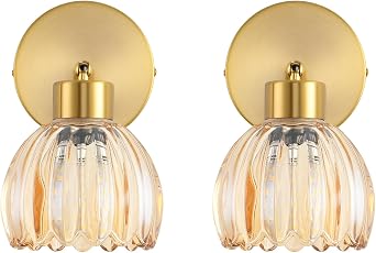 Wall Sconces Vintage Fixture Light, Vanity Lights for Bathroom, Modern Wall Light Fixtures, Metal Sconces Wall Lighting with Glass Shade, Farmhouse Wall Lamp for Bedroom Living Room