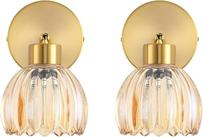 Wall Sconces Vintage Fixture Light, Vanity Lights for Bathroom, Modern Wall Light Fixtures, Metal Sconces Wall Lighting with Glass Shade, Farmhouse Wall Lamp for Bedroom Living Room