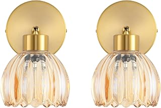Wall Sconces Vintage Fixture Light, Vanity Lights for Bathroom, Modern Wall Light Fixtures, Metal Sconces Wall Lighting with Glass Shade, Farmhouse Wall Lamp for Bedroom Living Room