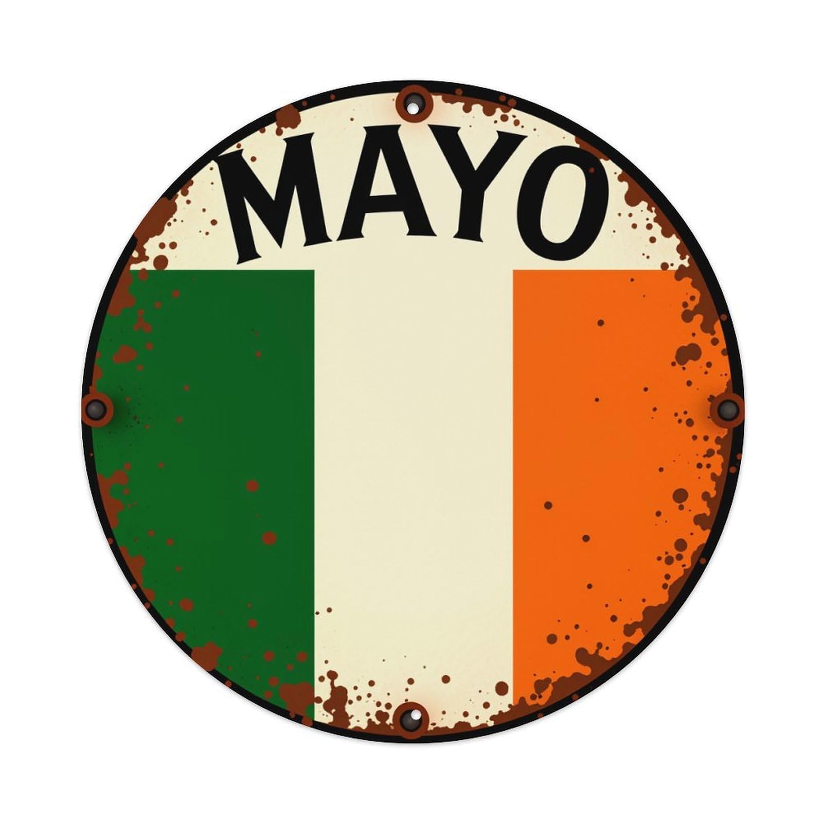 Irish Flag Design With Rust Spots Metal Tin Sign Vintage Garden Bedroom Cafe Bar Man Cave Home Wall Decor Metal Poster 8x8 inches