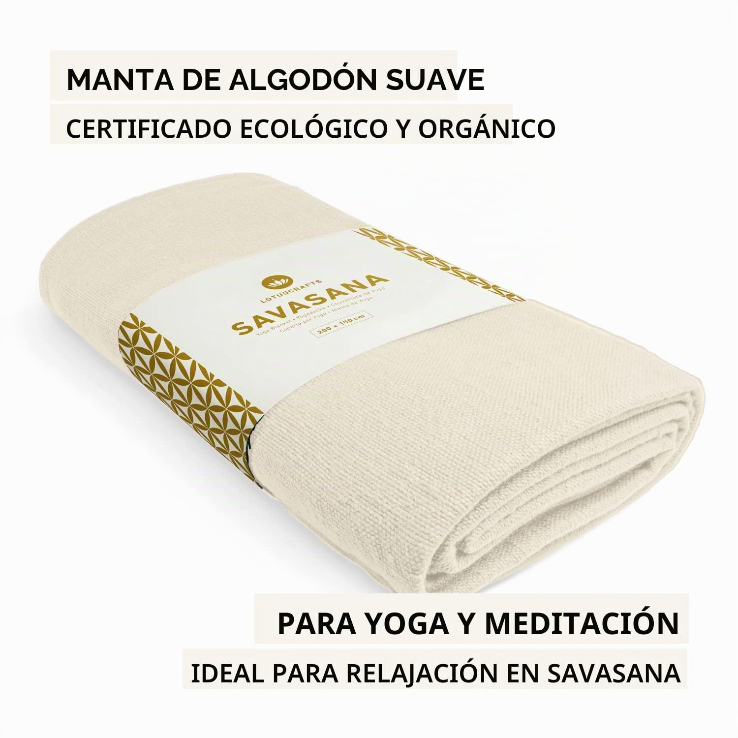 Lotuscrafts Manta Yoga Algodon Savasana 200 x 150 cm Resistente Duradera Meditacion Relajacion