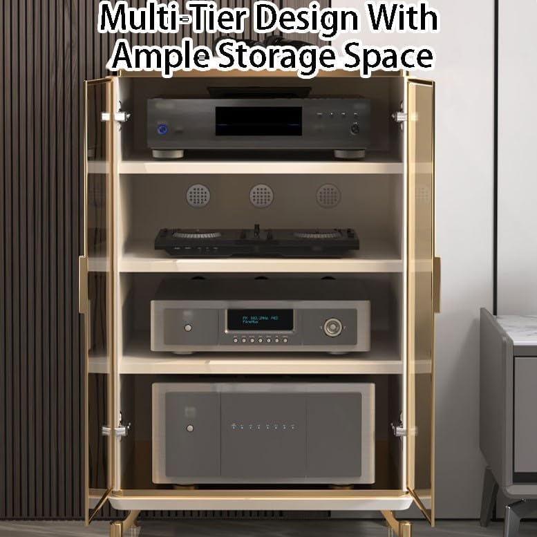 Stereo Cabinet,Audio Rack Cabinet,HiFi Rack,Glass Audio Cabinet image 4