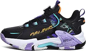 Tênis de basquete masculino com sistema de cadarço BOA, tênis de cano alto com estampa de grafite, tênis esportivo antiderrapante com amortecimento (A001, 7,5)
