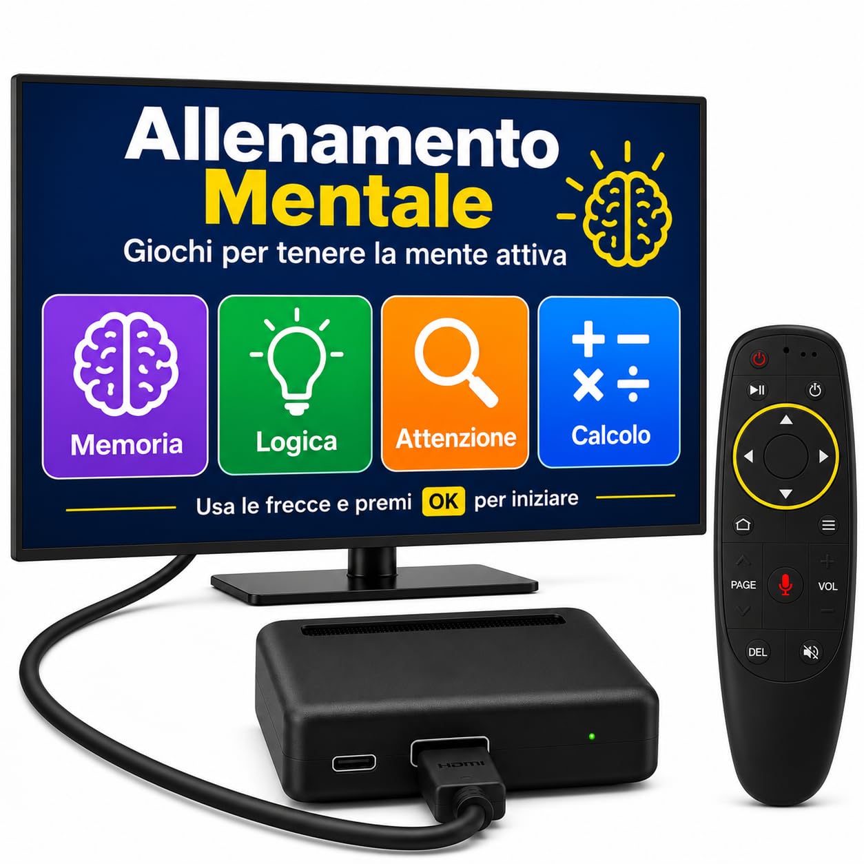 BrainTEN – Console per TV con 20+ Giochi Mentali per Anziani