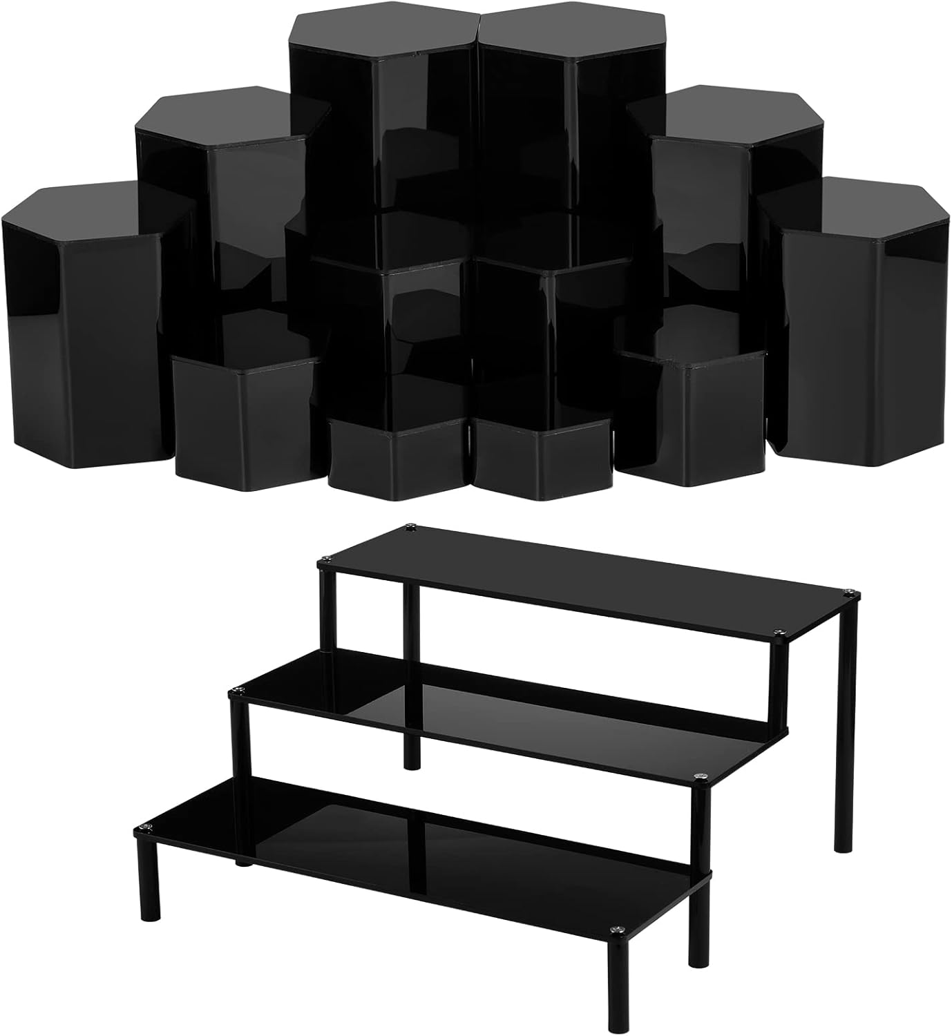 Amazon.com: Yaomiao 12 Pcs Jewelry Display Risers Stacking Set 3 Tier ...