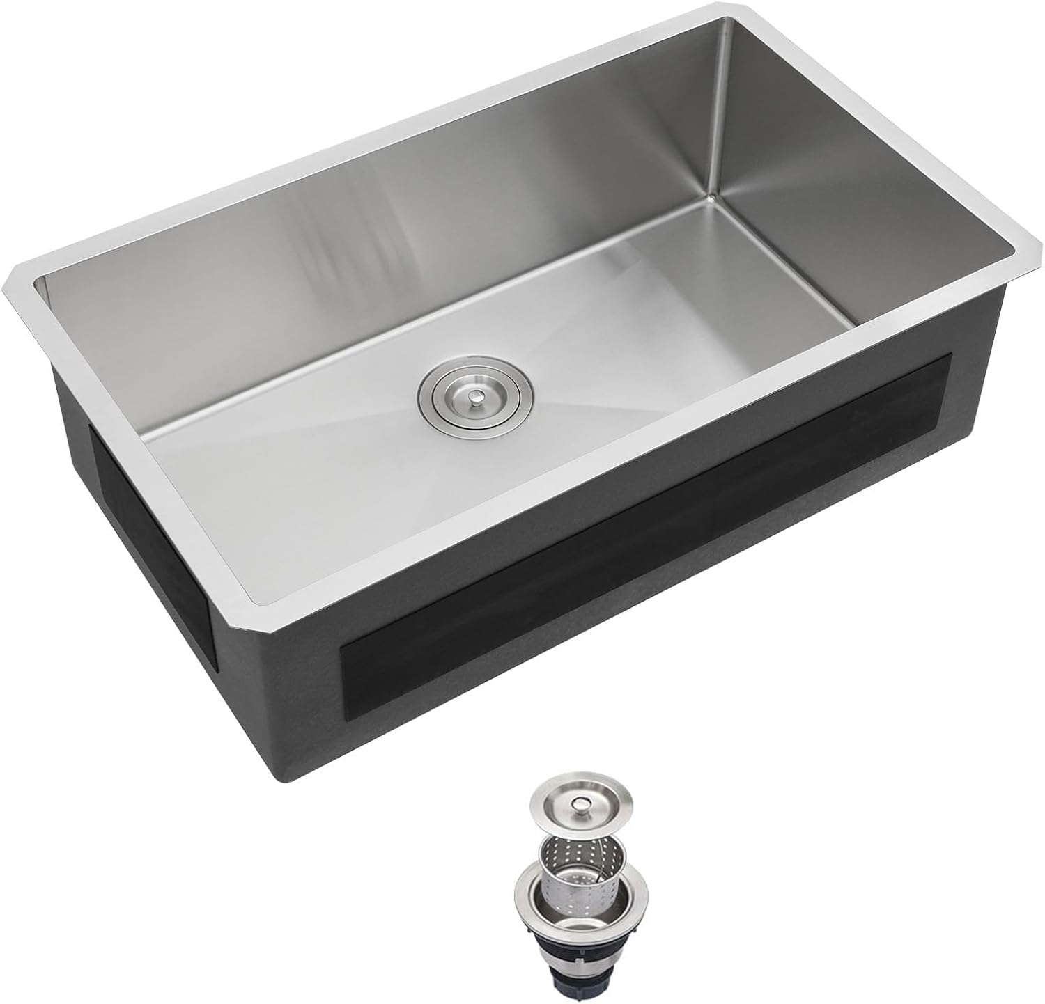32 Inch Undermount Kitchen Sink - Fuyuoer 32x19 Inch Under Counter 16 Gauge Stainless Steel Single Bowl, 9'' Deep Basin with Round Corners