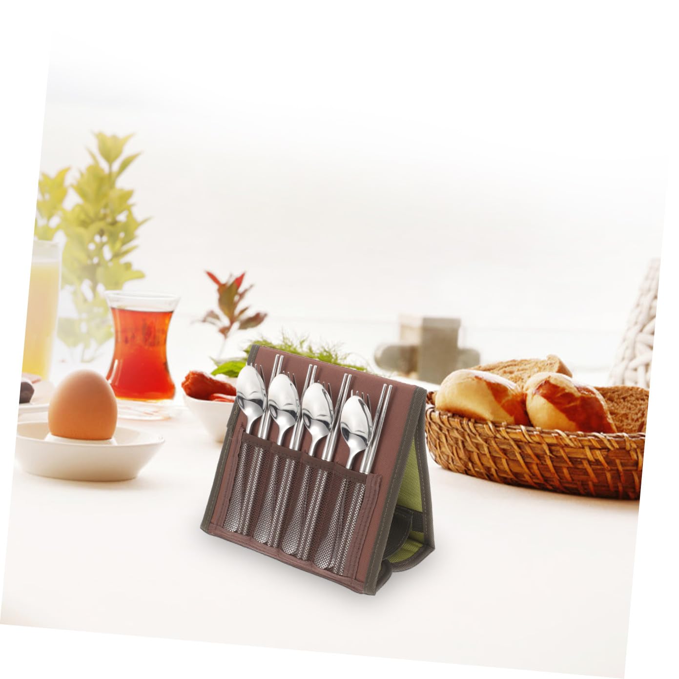Ensemble de Couverts de Camping Cuillère Baguettes Fourchette Assiette en Acier Inoxydable Légères et Corrosion-free pour Barbecue et Pique Couleur Aléatoire