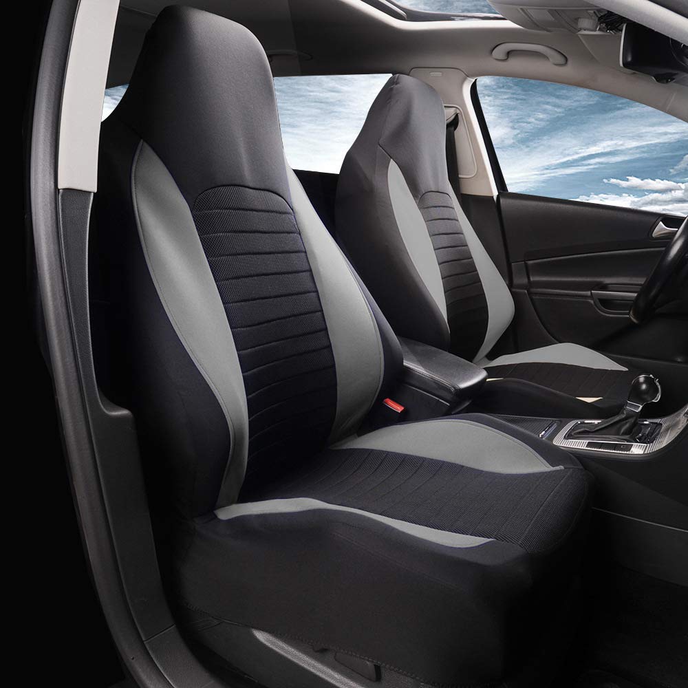 YUUSA Auto Coprisedili per Fiat Panda/Grande Panda/Panda Hybrid, Coprisedili Sedili Anteriori Tessuto Lavabile Comodi Traspiranti Interno Accessori,A Grey
