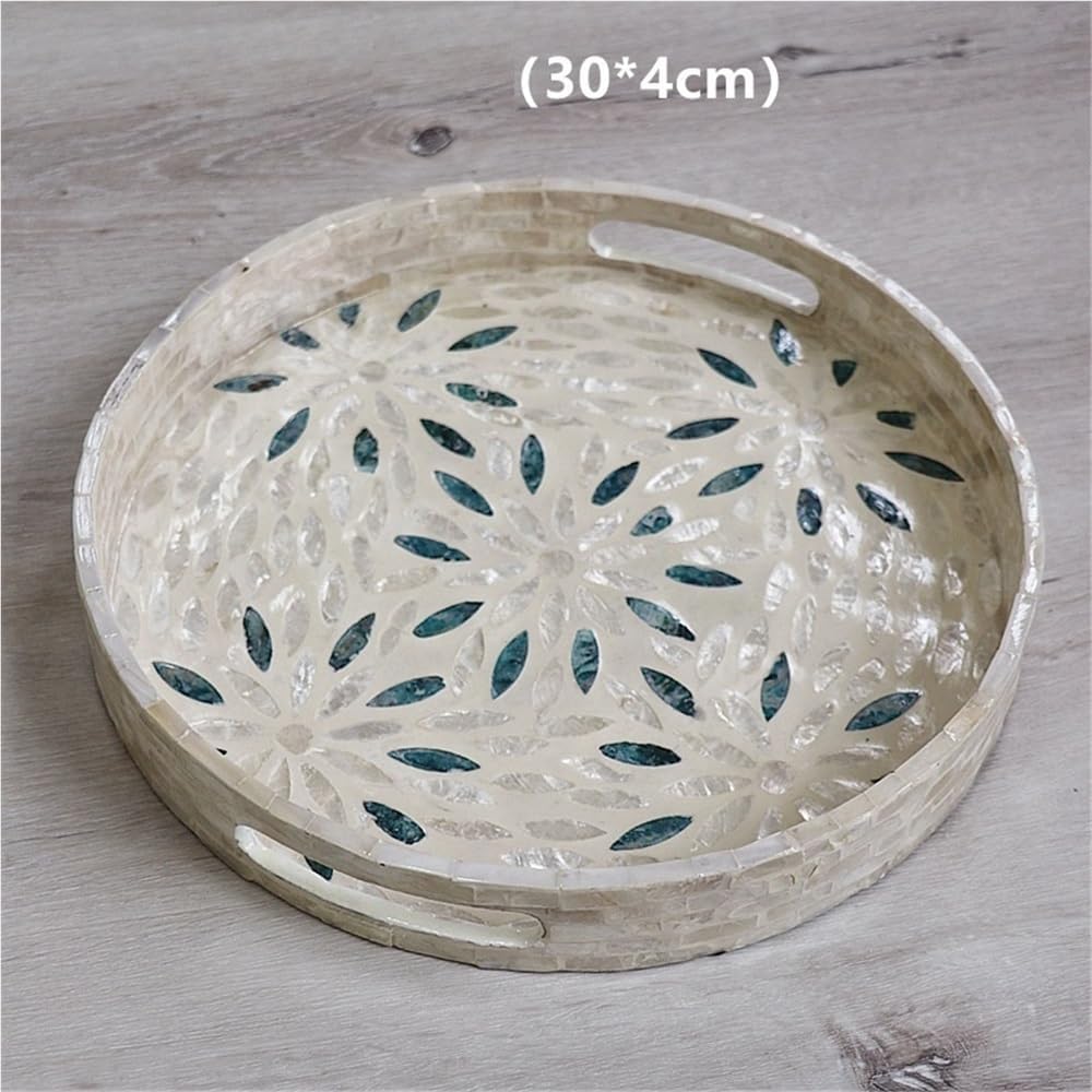 Luopan 収納バスケット 北欧スタイルのハンドメイドカラーシェルプレート、フレンチティーディスクトレイ、クリエイティブジュエリー