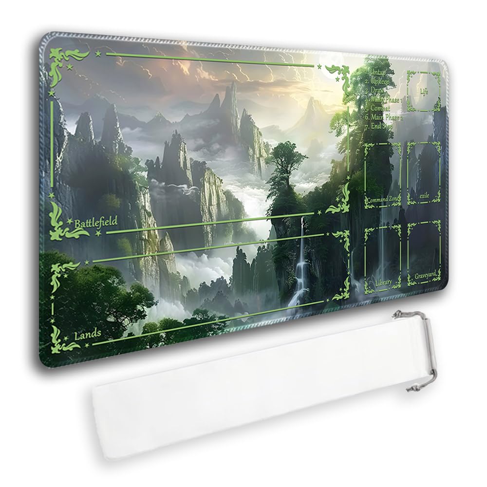Durable Compatible with MTG Playmat TCG Playmat with Zone and Locking Edges for Card Gaming - Includes Waterproof Storage Bag (playmat (48),with Zone)