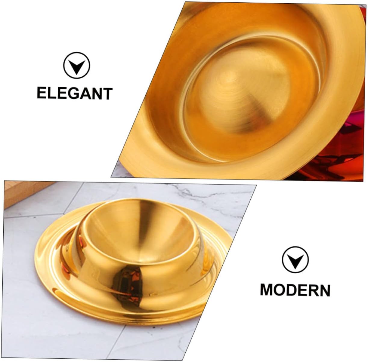 6pcs Stainless Steel Cup Holder Elegant Breakfast Rack for Kitchen Golden Silver Stable Base Design for Easy to Clean