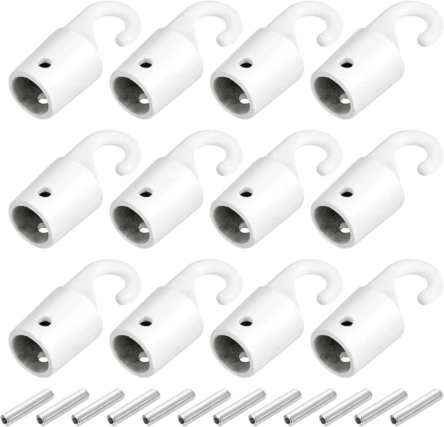 uxcell Blind Wand Hook,12Pcs 1.1" x 0.3" - Alloy Vertical Blinds Replacement Parts, Tilt Wand Rotating Tip Hook Repair for Broken Blind Parts (White)
