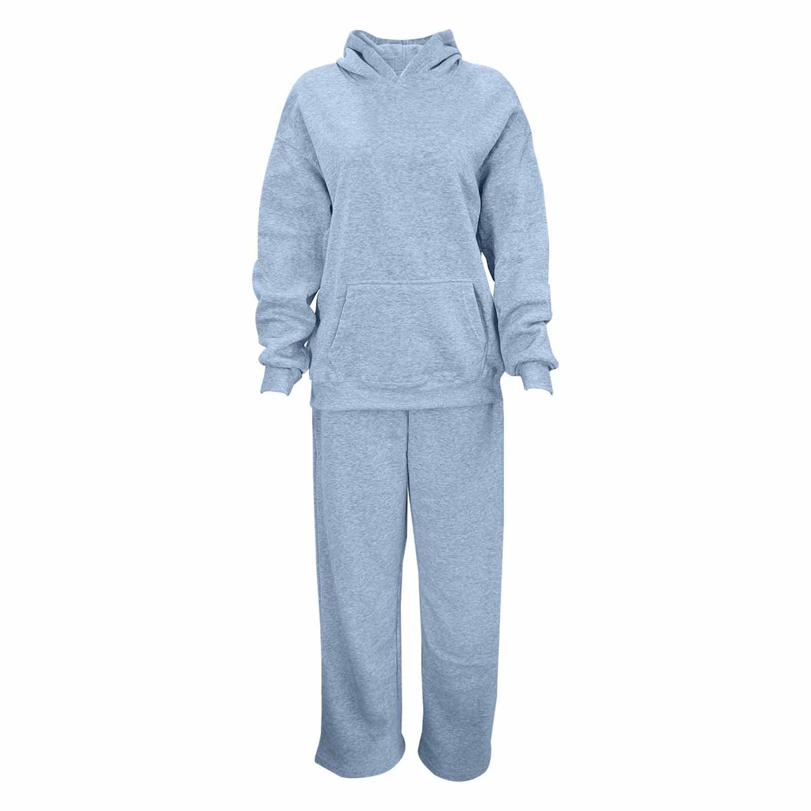 Survêtement pour femme - Baggy - Survêtement pour femme - Grandes tailles | Survêtement 2 pièces avec poche kangourou, sweat à capuche uni avec pantalon de jogging, coupe régulière
