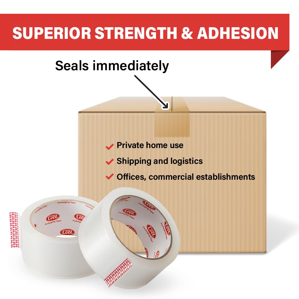 Simply Cool Packing Tape 36 Rolls, Clear Heavy Duty Packaging Tape for Shipping, Moving Boxes, Sealing, Mailing & Storage – Strong 1.88” Wide x 60 Yards Per Refill Roll, 2160 Yards Total