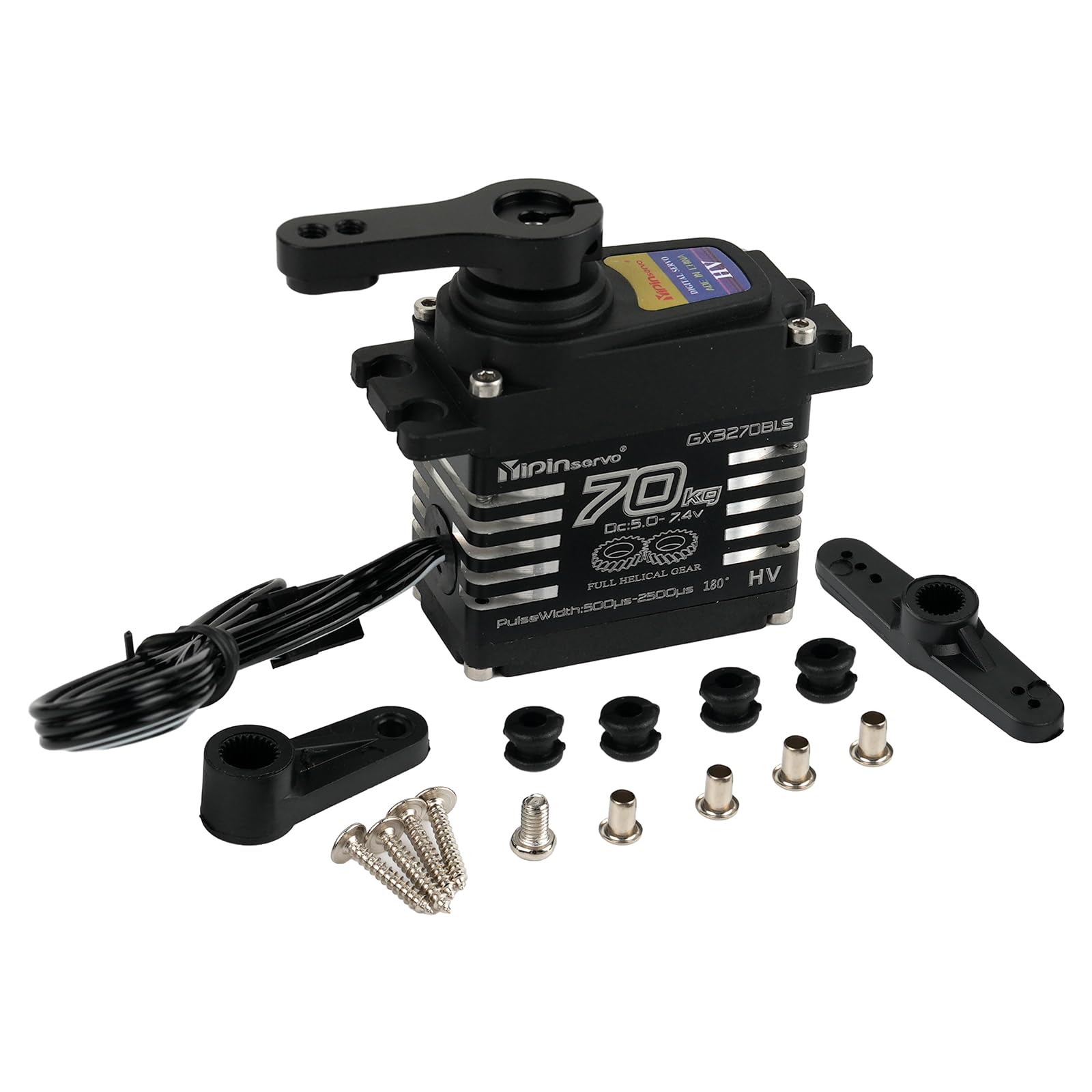 70KG Hochdrehmoment Bürstenloser Servo-Motor, IP68 wasserdicht, 6,0-8,4V für 1/10 1/8 RC Crawler Autos (180 Degree)