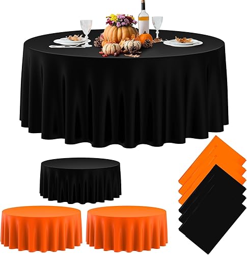 Oudain Mantel redondo de plástico prémium de 84 pulgadas, desechables, impermeables, para fiestas, cenas, cumpleaños, campamento, picnic (blanco,