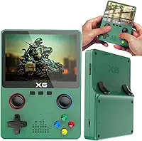 X6 Console De Vídeo Game Retro Portátil 3,5 polegadas Tela 10000 + Jogos Clássicos, Sistema Linux, Suporte para TV, TF 64GB (Verde)