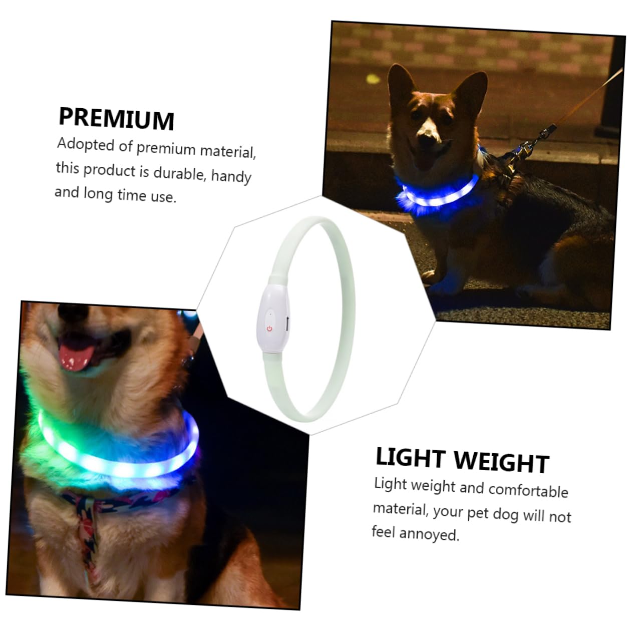 Mipcase 2juegos Collar Led para Perro Recargable por USB y Luminoso Collar De Seguridad para Mascotas para Paseos Nocturnos y Visibilidad La Oscuridad