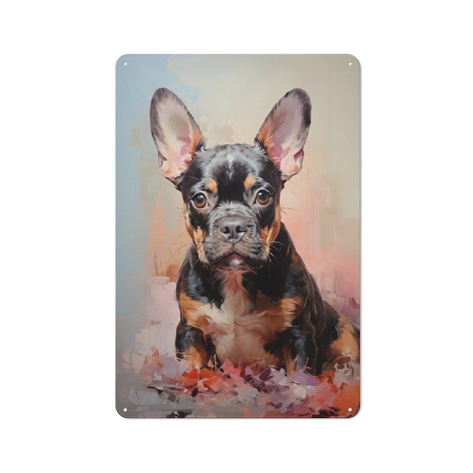Junmoney Style-5 Metal Sign 30X20cm With Frenchie Puppy For Workshop Wall, Vintage Decor, For Vintage Wall Decor Fans, For Metal Sign Collectors