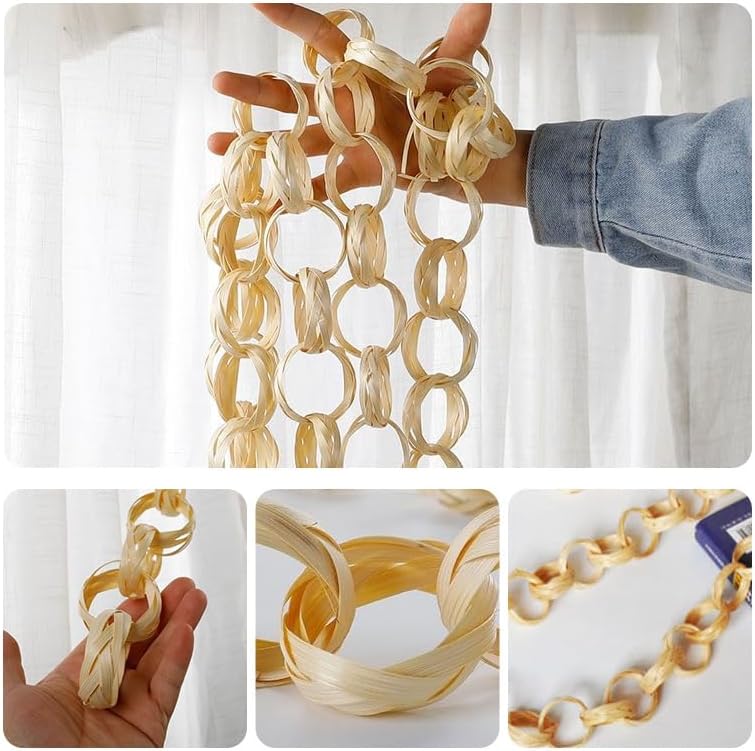 78.75 inch Long Bamboo Chain, Natural Material, Bamboo Woven Bamboo Ring Decoration 1 Piece - Image 7