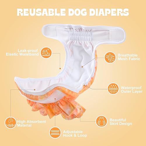 Miniatura 9 de NOYAL Pañales lavables para perras, reutilizables, de alta absorción, a prueba de fugas, paquete de 3 unidades