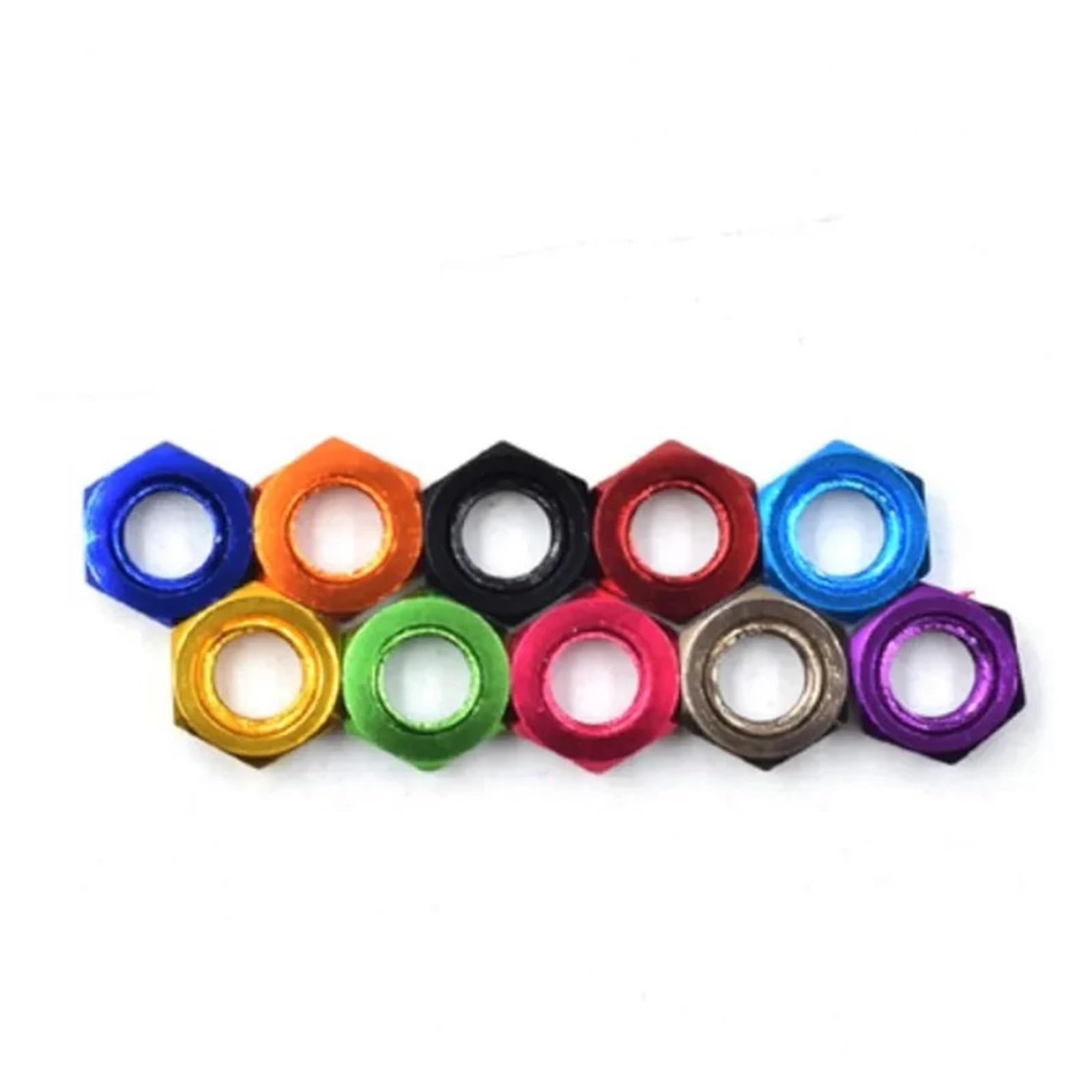 10 pezzi/lotto DIN934 M3 M4 M5 M6 M8 Dado esagonale in alluminio anodizzato colorato for modelli RC(Light Blue,M4 10pcs)