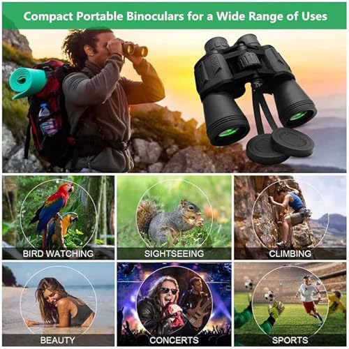 Binoculars For Adults And Kids,20X50 High Power Military Binoculars,Low Light Night Vision Waterproof Hd Compact Binoculars,Bak4 Prism Fmc Lens For Bird Watching Hunting Travel Football Stargazing #TOP6