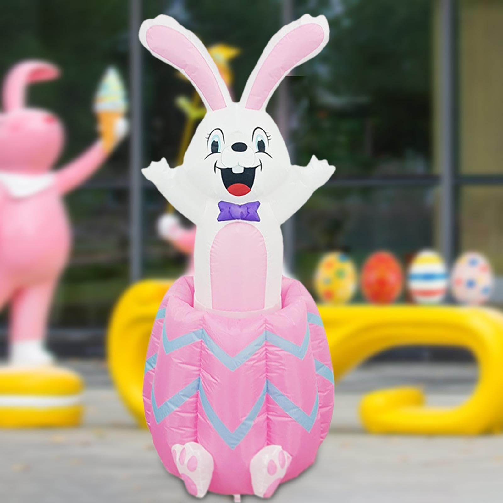Colcolo Aufblasbarer Osterhase, 1,5 m Große Osterdekorationen, Oster-Urlaubsdekoration, Beleuchtete Osterdekoration für Garten, Terrasse und Rasen