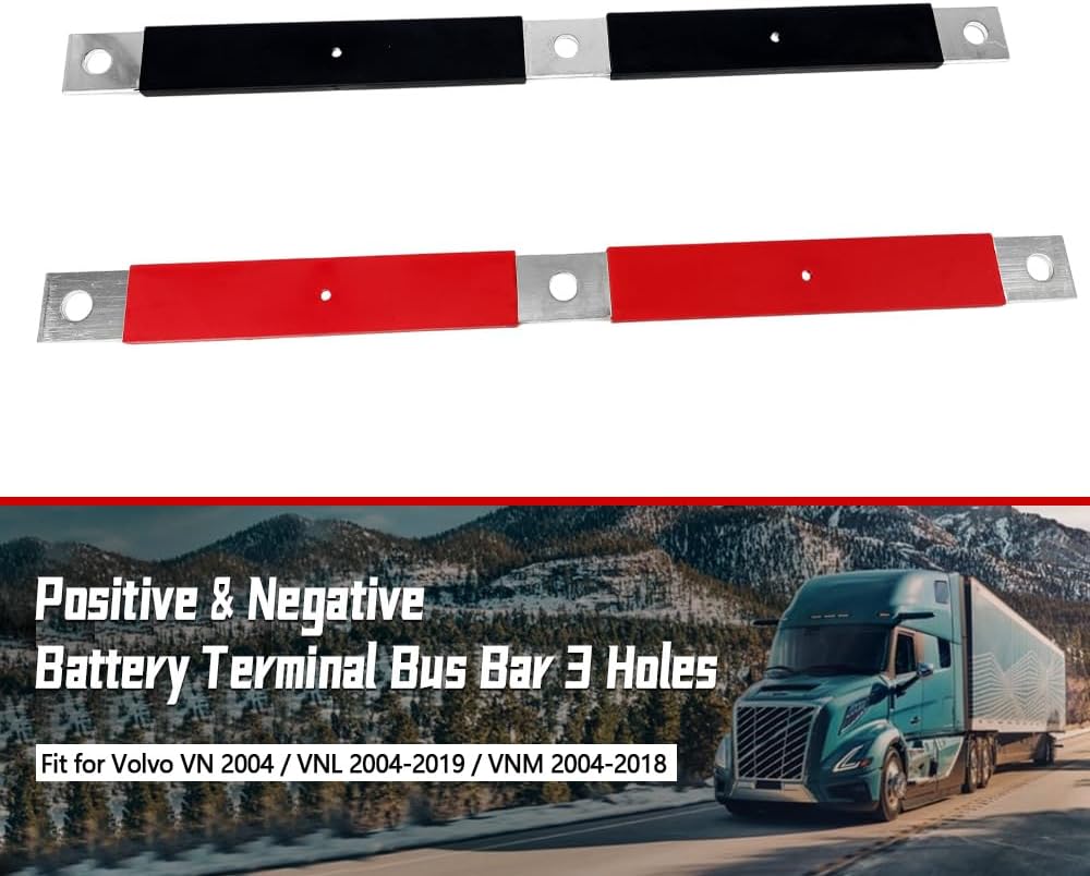 Battery Bar Terminal Block 3 Holes, Fit for Volvo VN 2004 VNL 2004-2019 VNM 2004-2018, Positive and Negative Battery Bus Bar Replace 21107822 21107826 242-5530, Pack of 2