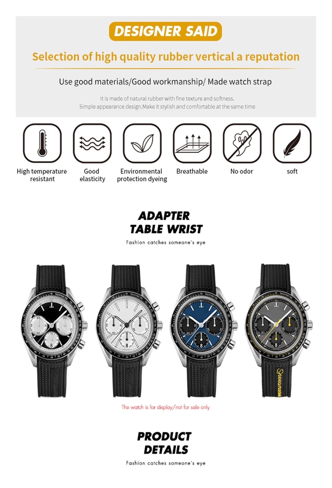Cinturino in gomma 22mm 20mm 19mm 21mm Cinturino per Omega Speedmaster Heritage Seamaster Bracciale sportivo in silicone impermeabile