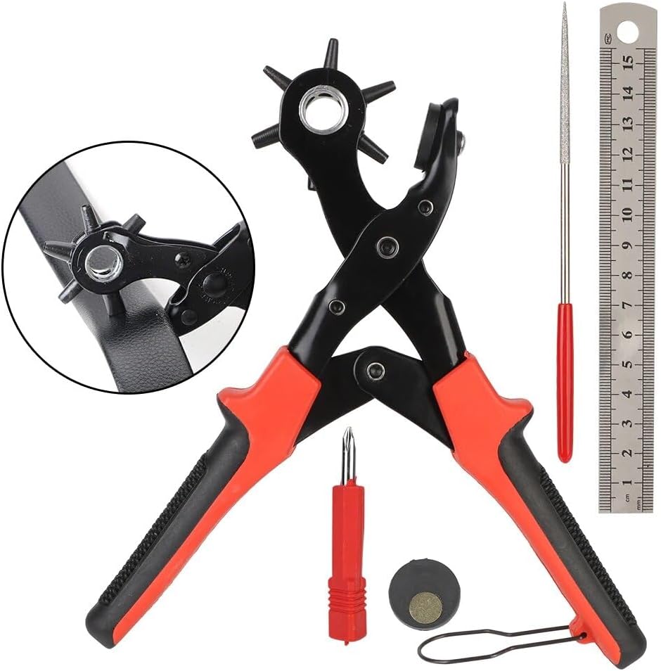 Revolving DIY Punch Hole Tool Set Punch Plier for Strap Belt Saddle Watchband Leathercraft Leather Eyelet Puncher| | -