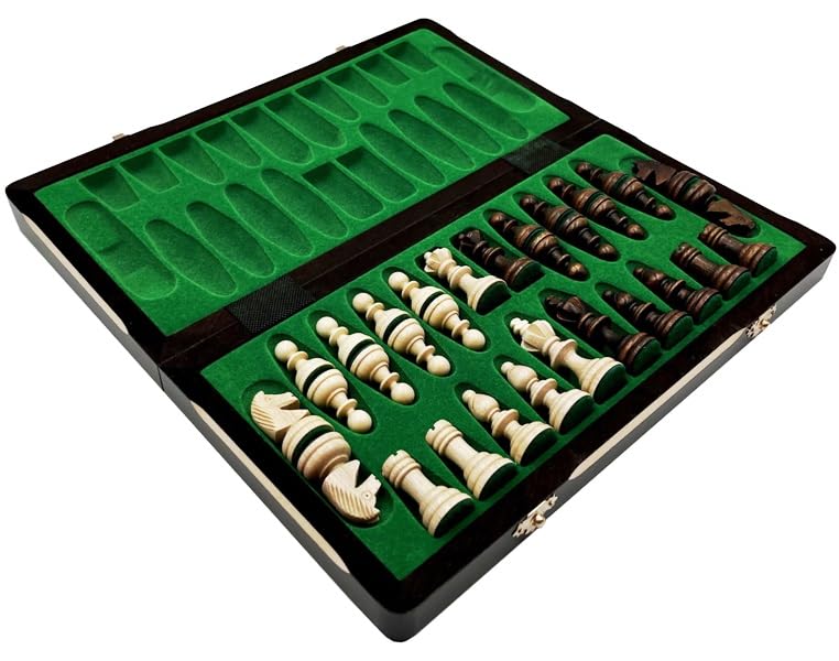 Gra w szachy - szachy olimpijskie - składana szachownica | 35 x 35 cm | z drewna i 32 figurki szachowe - Chess Set