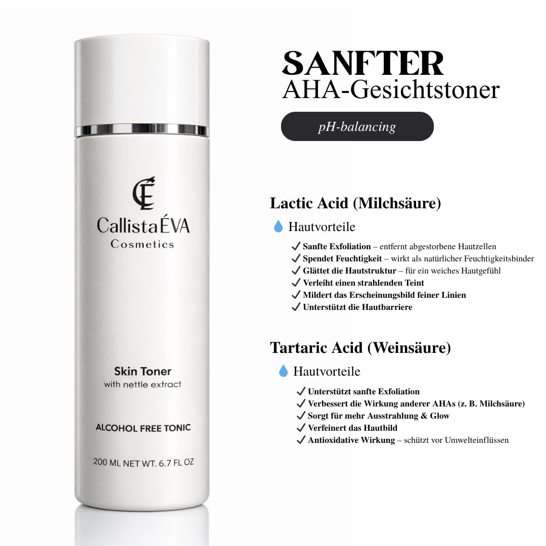 Tónico facial con ortiga [fabricado en Alemania] – Tóner sin alcohol para pieles sensibles, secas y grasas, calmante y equilibrador de pH, vegano, 200 ml