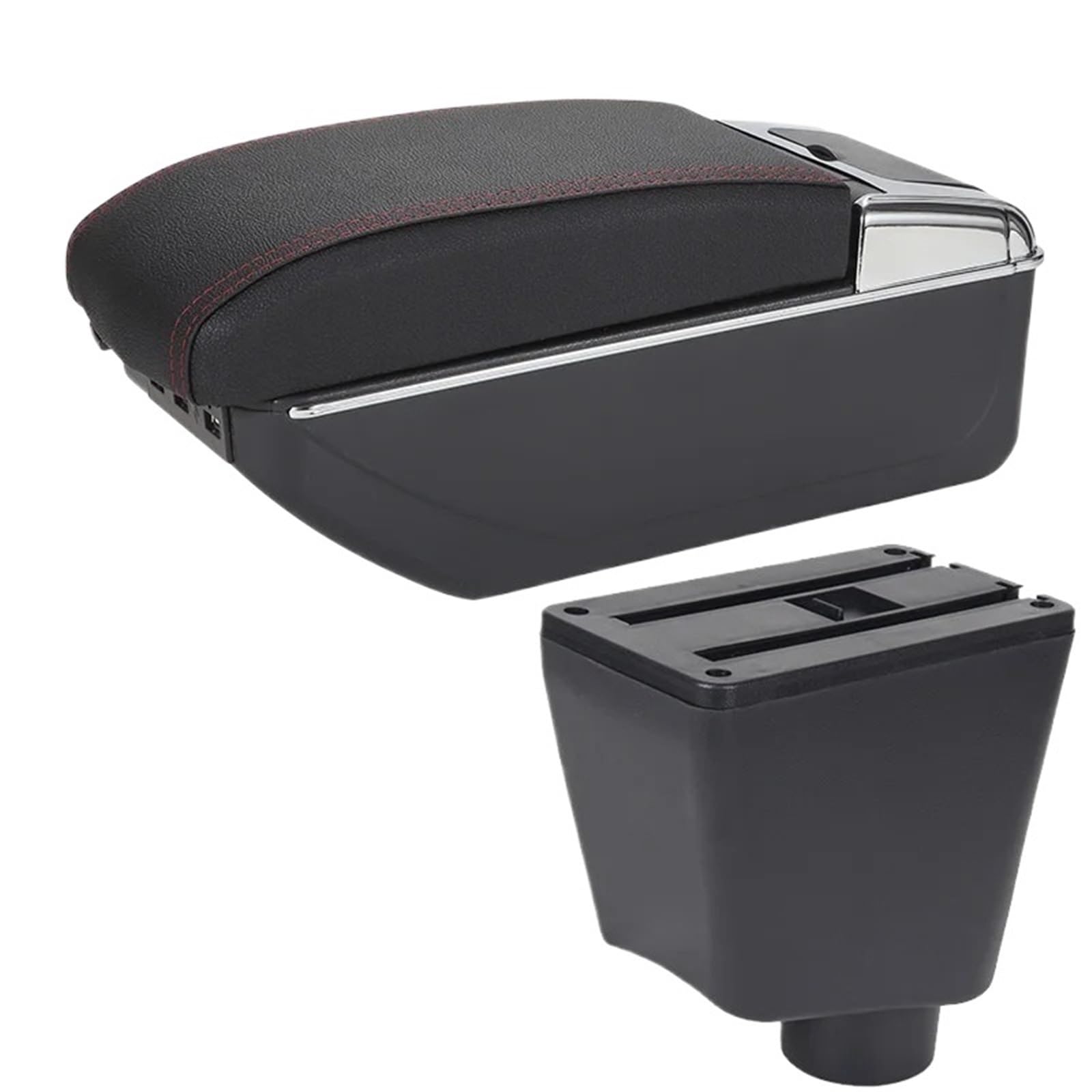 AWGNTQQ Car Armrests For Captur For Clio 4 For Clio 3 III IV Car Armrest Box Accessorie Storage Parts Dedicated Interior Retrofit(B1 Black red 7USB)