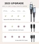 USB Câble C [10FT,2Pack] 100W USB C à USB C Câble de type C Charge rapide PD 5A Câble de charge rapide tressé pour iPhone 17/16/15 Pro,Samsung S26 S25 S24 à S8,A70,A54,iPad/MacBook Pro/Air,Pixel,Tab