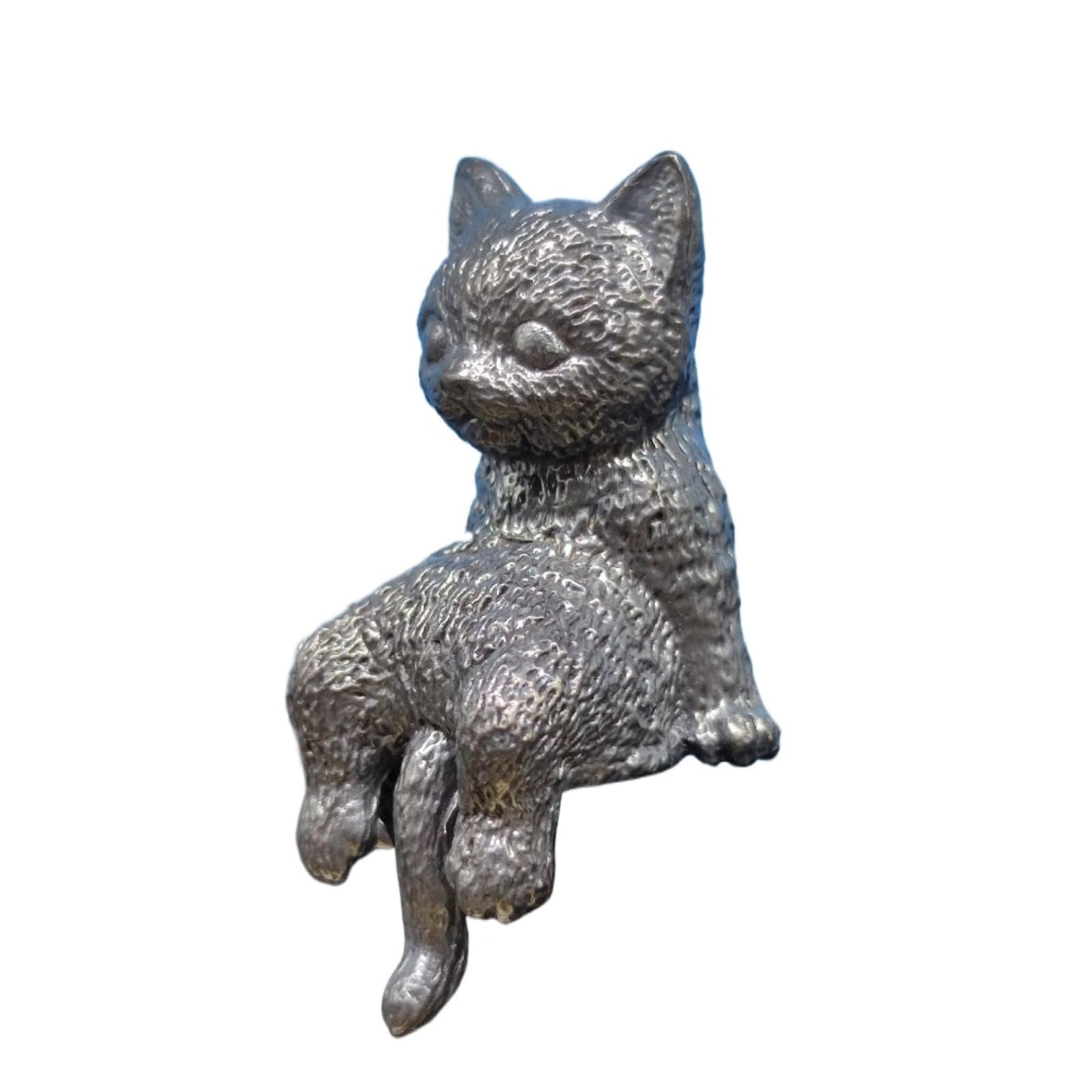 NGDFGR Brass Interesting Sitting Pet Kitten Miniature Statue,Metal Animal Cat Office Stress Relief Sculpture Desktop Ornament Home Bonsai Micro Landscape Decr Accessories