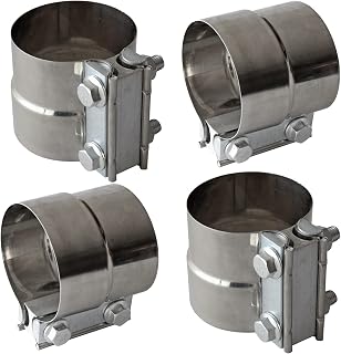 Shineyoo 3" Lap Joint Exhaust Band Clamps 304 Stainless Steel Muffler Pipe Clamps (4 Pack) - Rustproof & Secure Fit