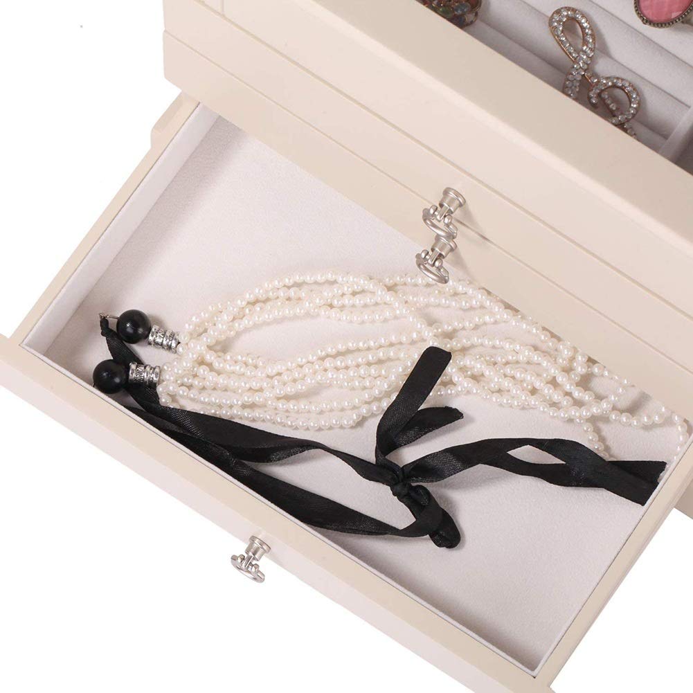 Joyero Almacenamiento Bandeja extraíble para Cajas Caja de Almacenamiento Caja de Almacenamiento Accesorios de Almacenamiento de joyería Cajón Grande Multicapa con Cerradura